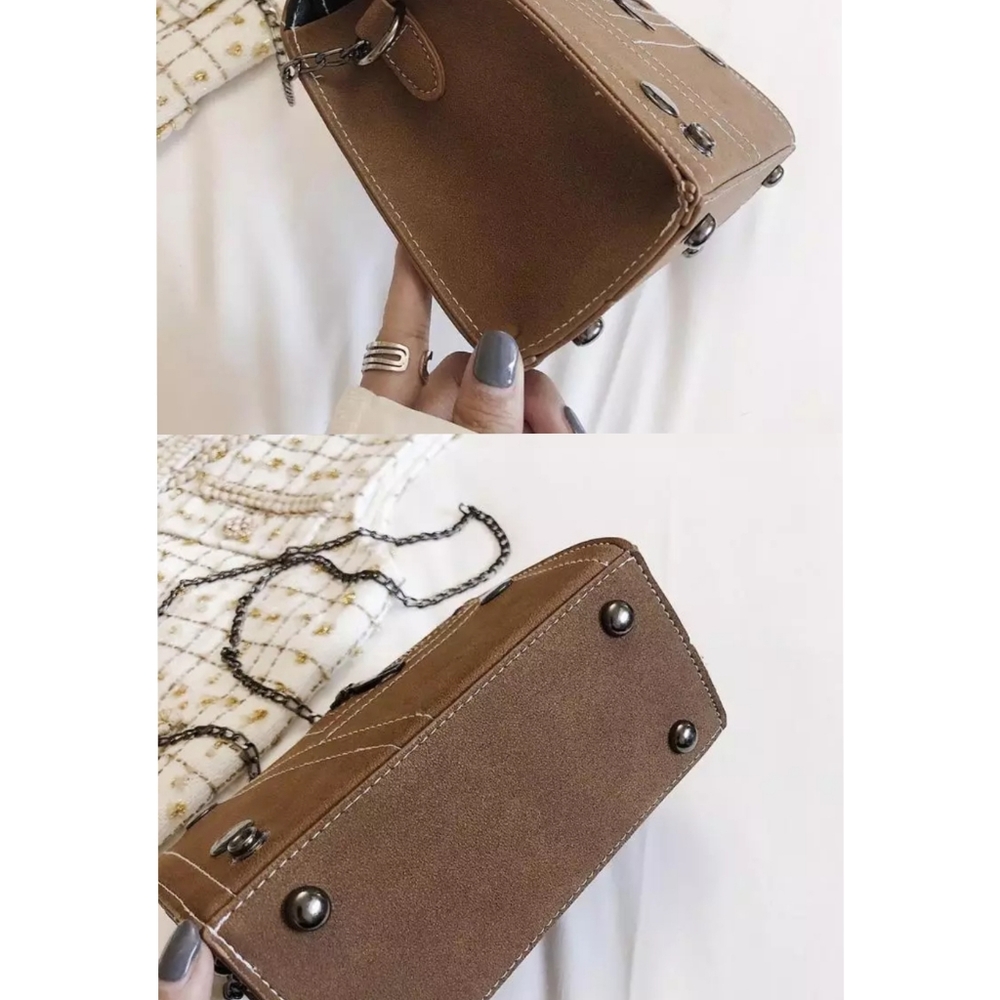 🧡IN STOCK 🧡Brown Square Flap Mini Handbag - Picture 6 of 8